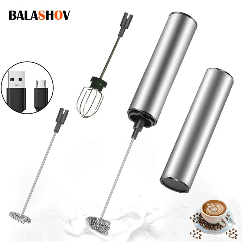 Electric Milk Frother Portable Electric Milk Frother Machine Mini Blender USB Rechargeable Foam Maker Handheld High Speed Coffee Mixer Egg Beater