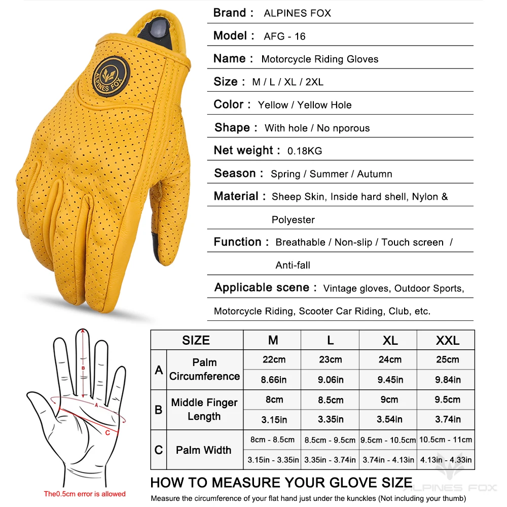 Motorcycle Gloves Full Finger Touch Screen Breathable Vintage Retro Motocross