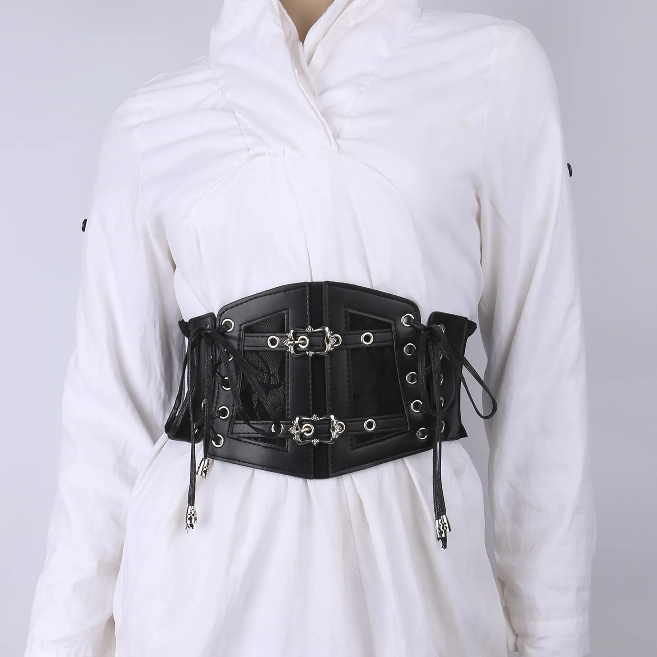 

2023Lace strap leather waist wrap for women accessorized with a stylish elastic waist