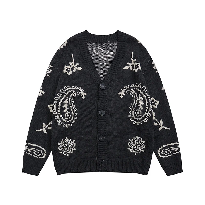 

Luxury Men New 2023 Classic Cashew Paisley West Coast CRIPS Knit Casual Sweaters Cardigan Asian Size High quality Drake #A300
