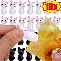16/2PCS Food Bag Sealing Clips Cartoon Cat Portable Plastic Snack Clamp Towel Note Picture Fixed Clip Home Kitchen Storage Clamp 1