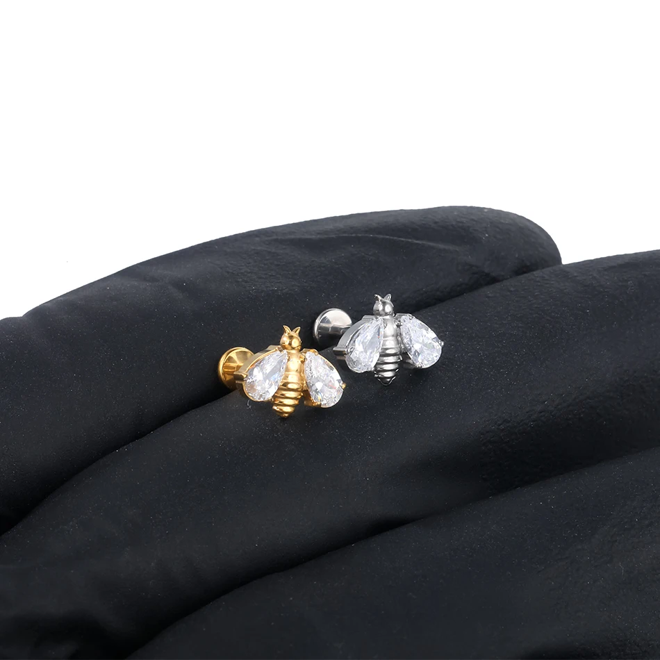 1 Stück G23 Titan Ohrknorpel Helix Daith Piercing Tragus Ohrstecker für Frauen Innengewinde Labret Piercing Lippenring 16G – Detail 13