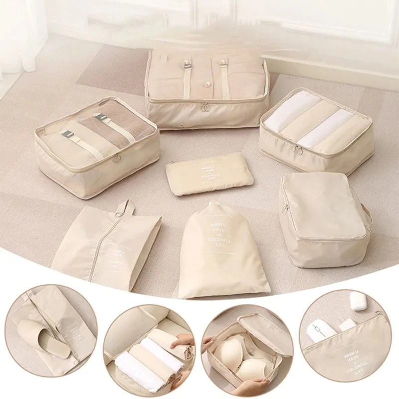 Suitcase Packing Cubes Portable Fold Wardrobe Travel Organizer Storage Bags  Luggage Clothes Shoe Pouch With Makeup Bag 6
