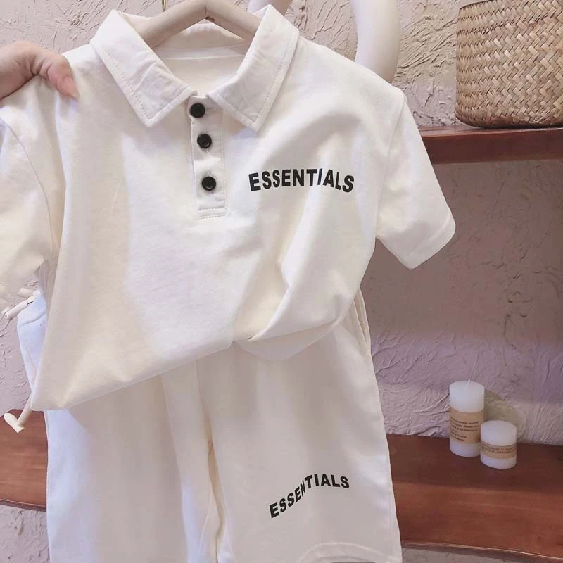 Kids Summer Clothing Fashion Polo Set Casual Loose Shirt+Shorts Sportswear Cotton Letter Print Sleeve Boys Girls Suit Clothing Sets best of sale