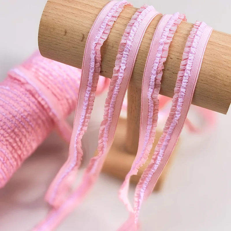 Elastisches Nähband, Rüschen-Spitzenbesatz, DIY-Unterwäsche-Dessous-Zubehör, breite Farben, Kunsthandwerk, 3 Yards/Lot, 1,2 cm – Detail 7