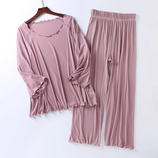 Factory wholesale summer 2026 new silk light Modale pajamas women seven sleeves nine wide-legged pants home clothing set