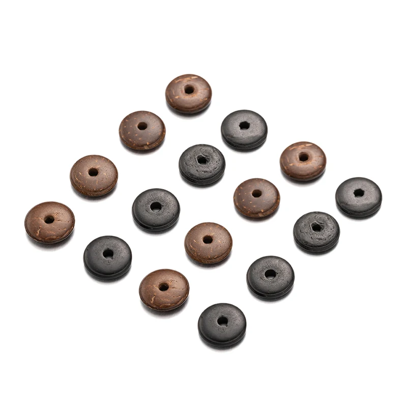 50 stücke 6 8 10 12 MM Natürliche Kokosnussschale Flache Scheiben Perlen Spacer Für Handgemachte Armband Schmuck Zubehör Machen liefert Charms – Detail 3