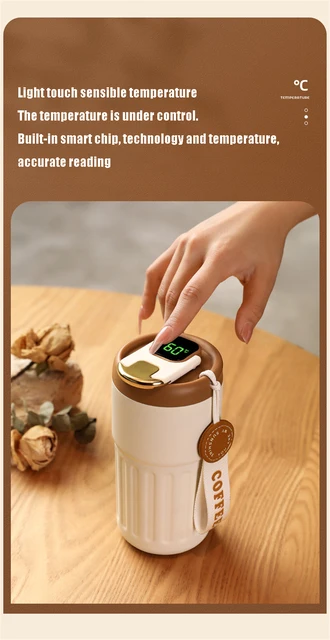 Coffee Thermos Cup Men's And Women's Fashion Portable Coffee Mug 450 ML  Intelligent Digital Display Temperature Tea Thermos - AliExpress