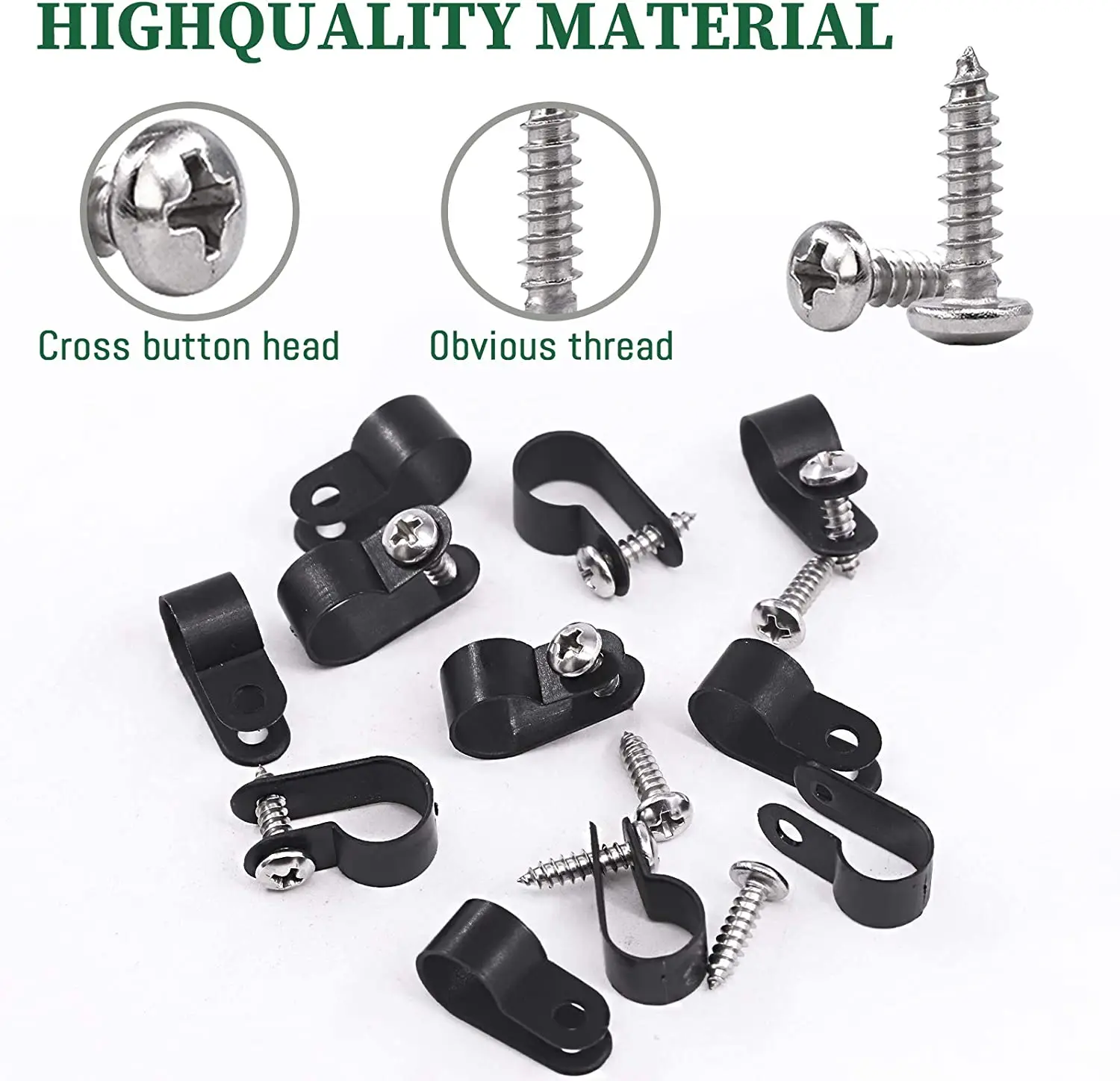 25X ID 5/6.3/8/9.4/12/19/28mm Black Nylon R Shape Cable Clamp Clip with 25 Screws Wire Electrical Hose Loop Fixer Holder cable clip cable clamp