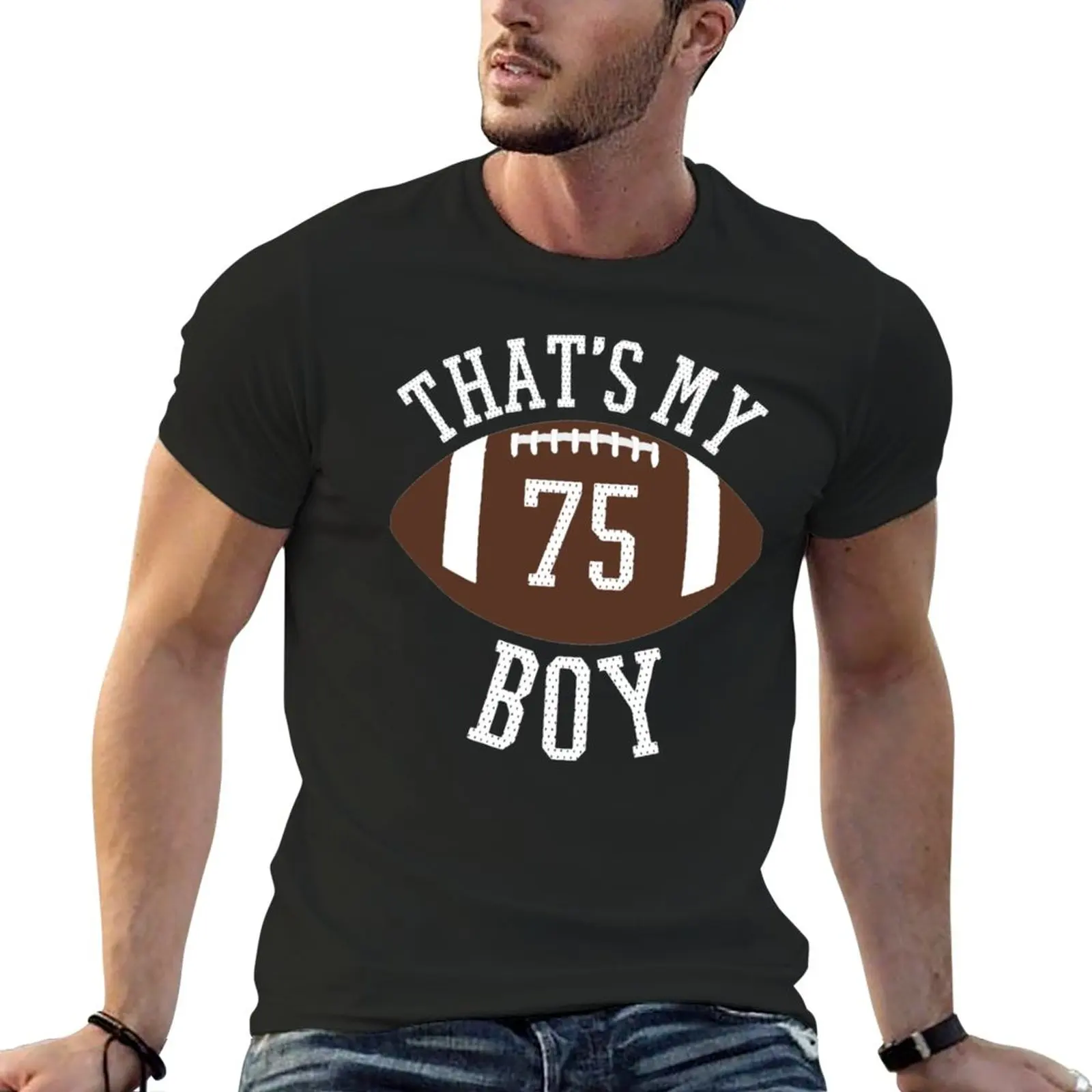 New This My Boy #75 Football Number 75 Jersey Football Mom Dad T-Shirt Camicetta Magliette Grafiche T-Shirt Uomo