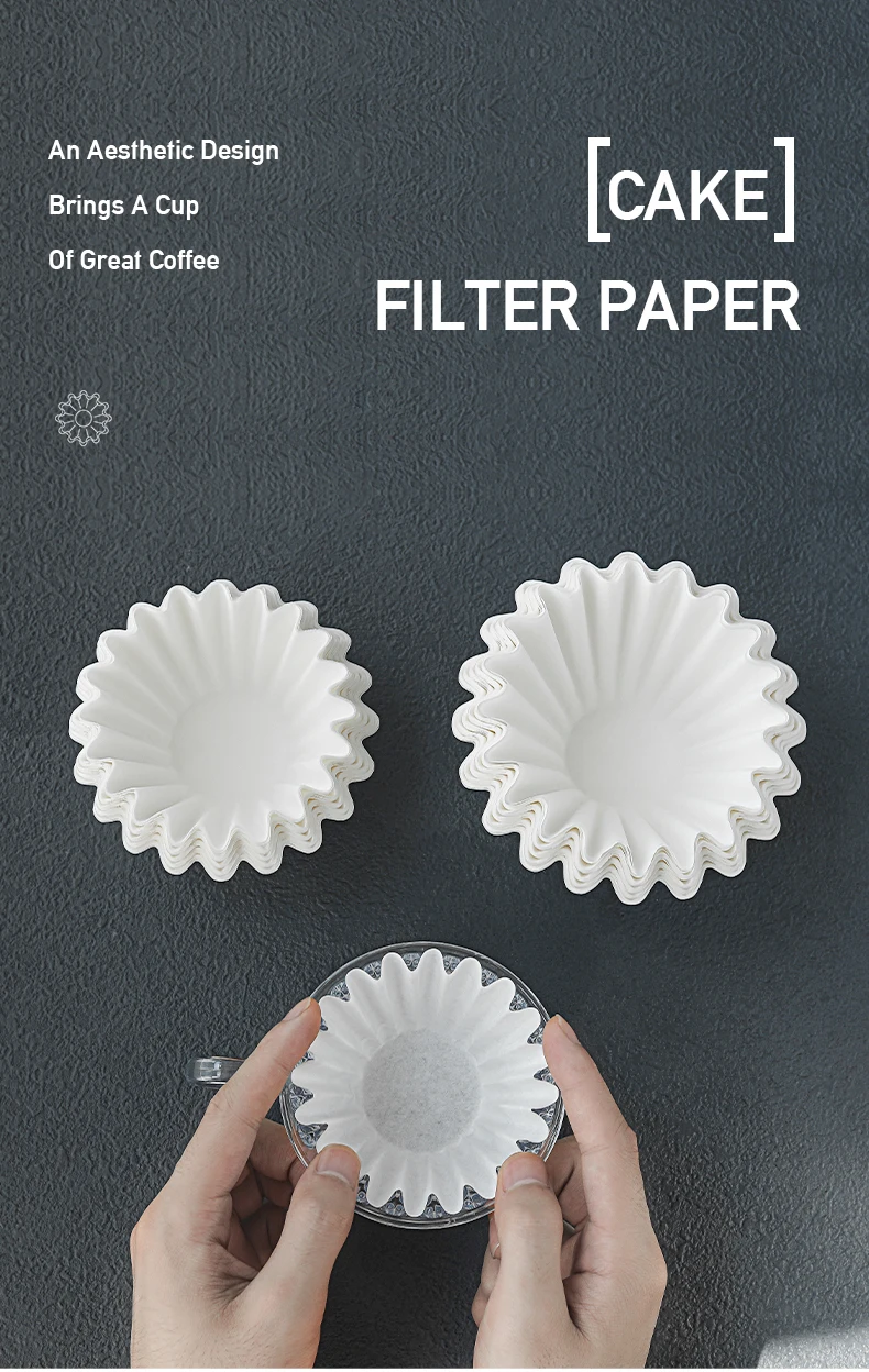 MHW-3BOMBER 50 Sheets of Cake Coffee Filter Paper for 1-4 Cups of Espresso Disposable Casual Home Hand Brewed Coffee Accessories Image 2