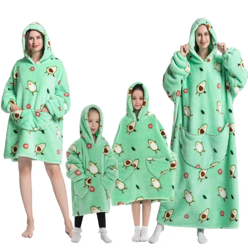 Family Hoodie Blanket for Winter Large Oversize Hoodie for Adult and Child  Wearable Hoody Blanket Koc Mantas Gown for Gift - AliExpress