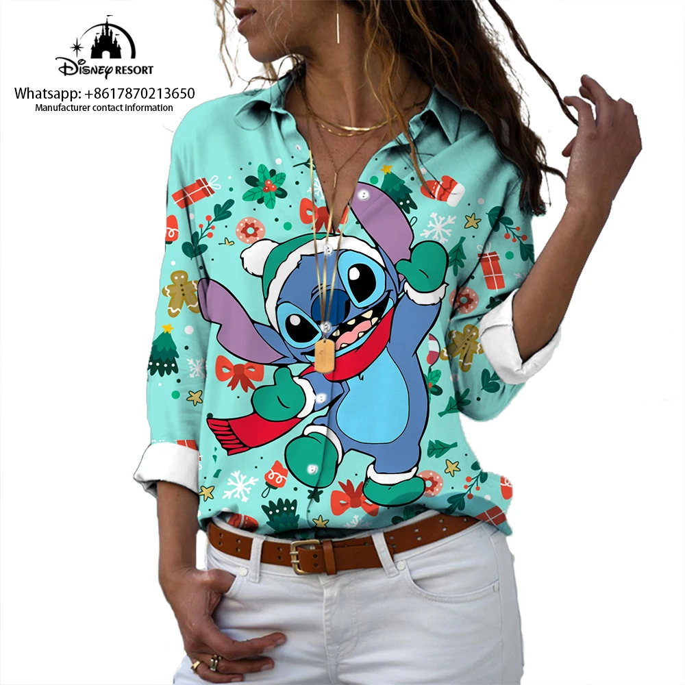 

2022 Women's Fall New Boho Christmas Disney Brand Mickey and Minnie Anime Harajuku Style Hip Hop Shirts Fashion Casual Tops