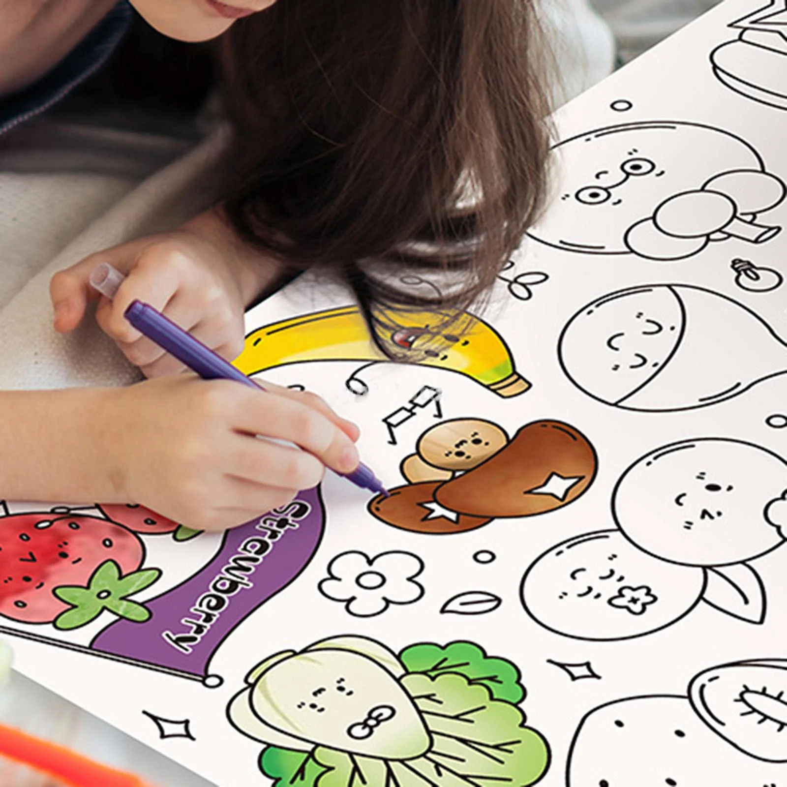 Children's Graffiti Scroll Coloring Painting Paper Extra Long Scroll Set Kindergarten Baby Canvas Self-Adhesive Painting Paper