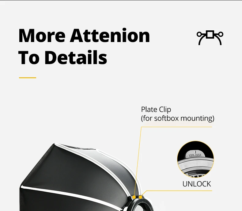 SMDV Flip 32 Quickly Release Parabolic Softbox for A2 Godox V1 V860III AD100PRO