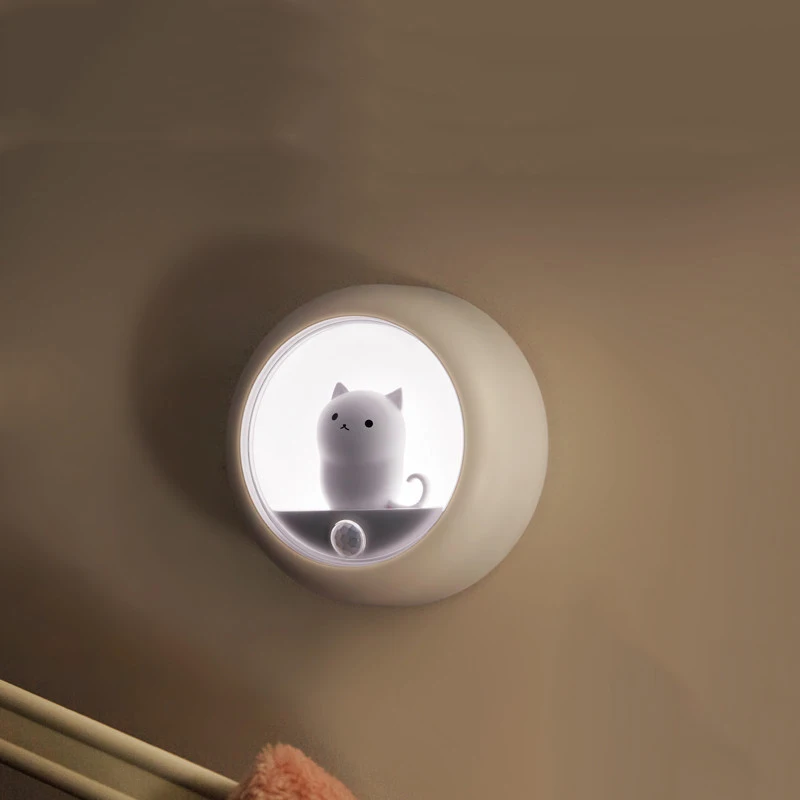 

Cute Cat Bedroom Atmosphere Light USB Cabinet Wall Lamp Smart Home Lighting Bedroom Ornaments Novelties LED Sensor Night Light