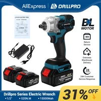 Drillpro 520N.M Brushless Cordless Electric Impact Wrench 1/2 inch Power Tools 3000Amh Li Battery Adapt to Makita 18V Batterry 1