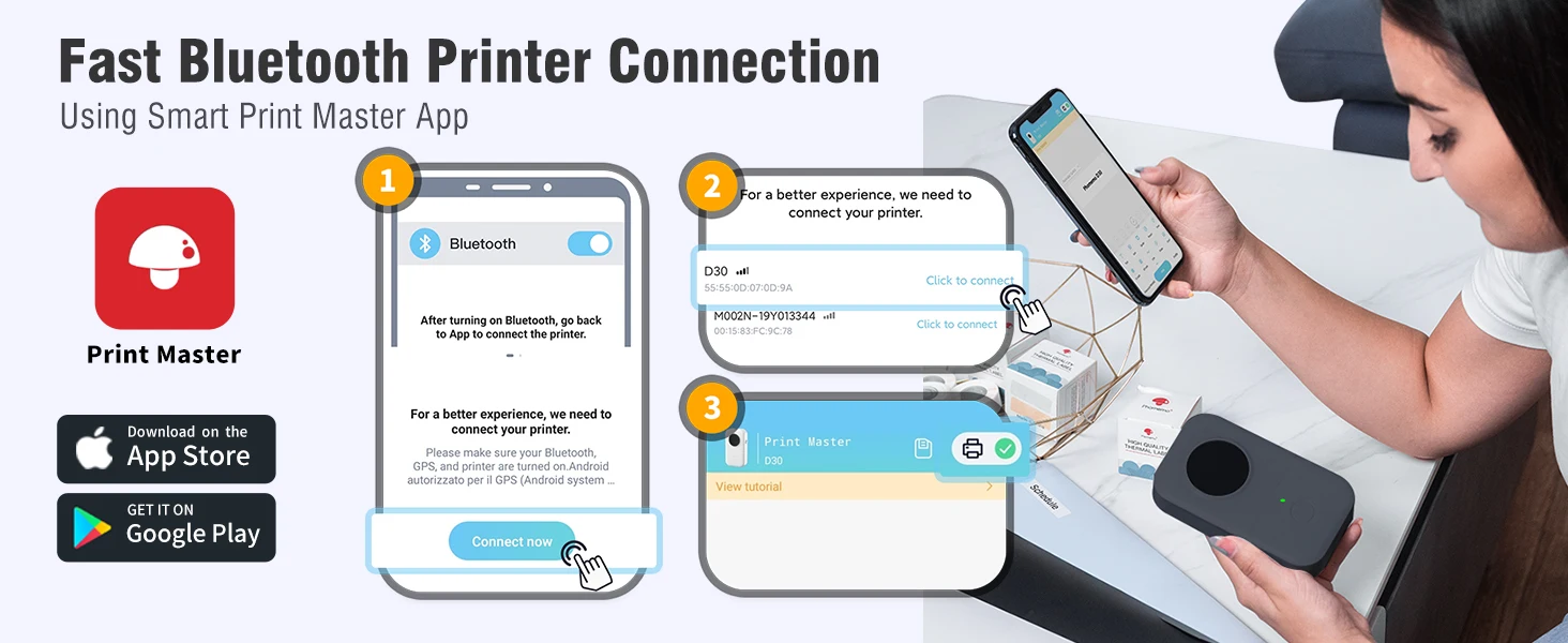 Phomemo A30 Portable Bluetooth Label Printer Sticker Maker 