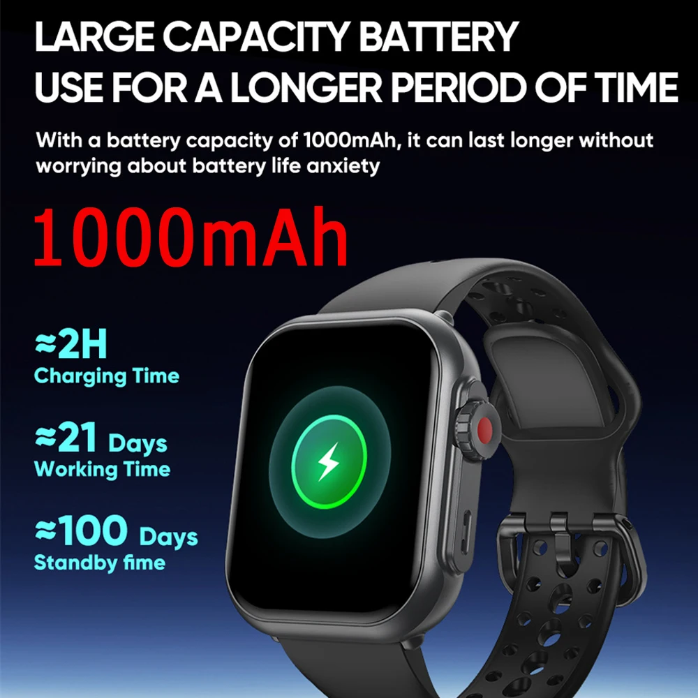 2025 New 1000mAh Battery AMOLED Smart Watch Ultra K62 Men Women Heart Rate 100+Sport HD Bluetooth Call IP67Waterproof SmartWatch