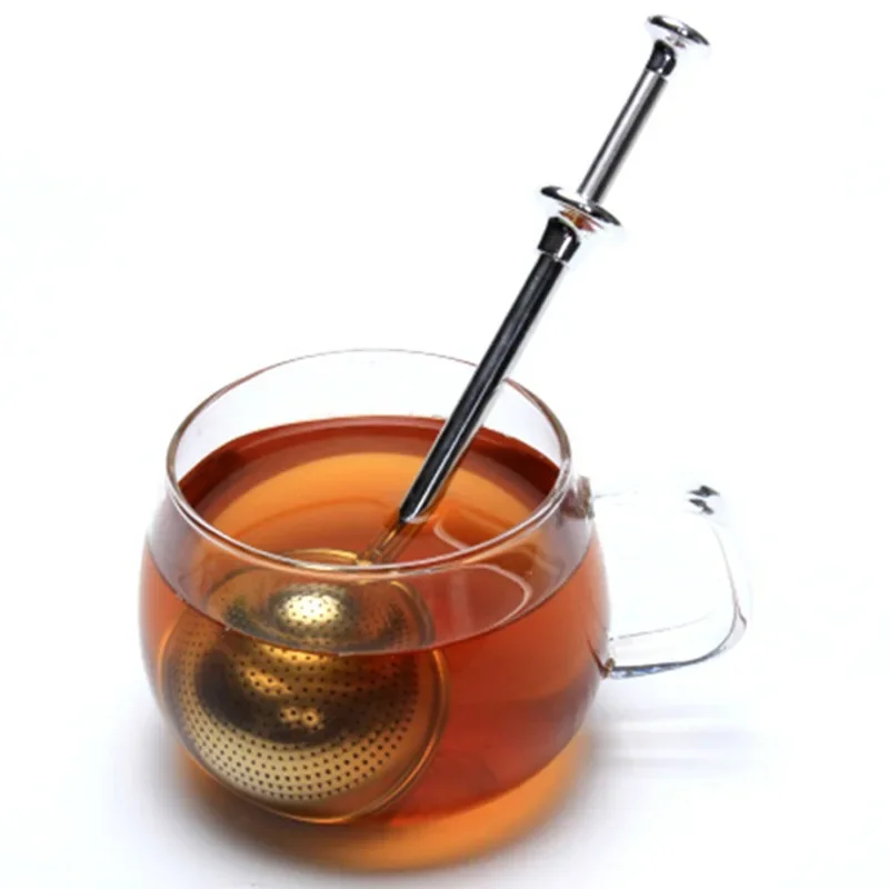 Stainless Steel Telescopic Syringe Tea Ball Weibao Flavoring Ball Tea Drain Press Type Infuser