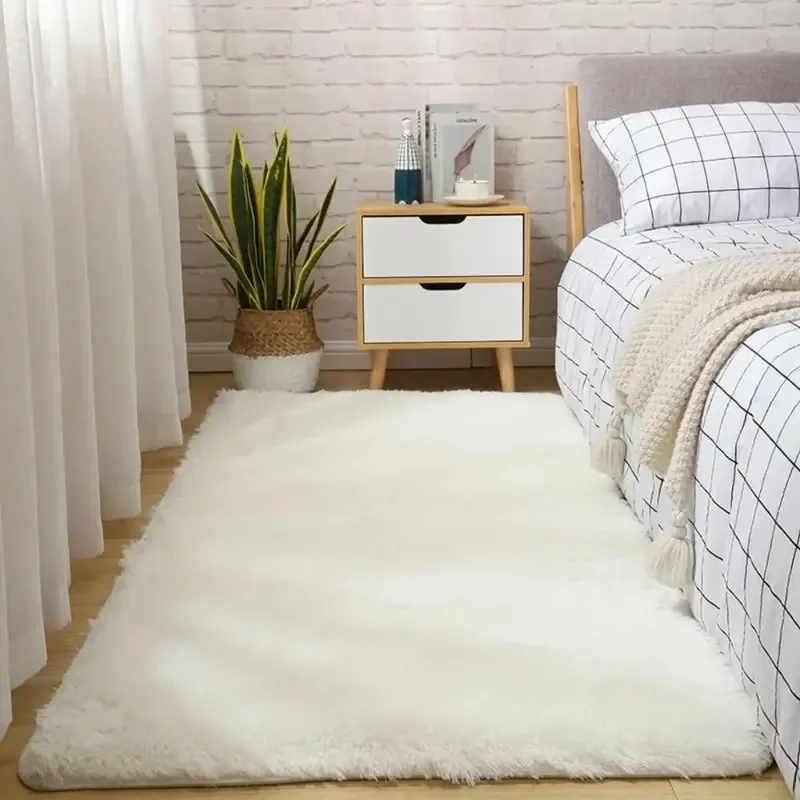 Silk Wool Floor Mat Bedroom Bed Rug Home Scandinavian Style Living Room Girls Room Long Hair