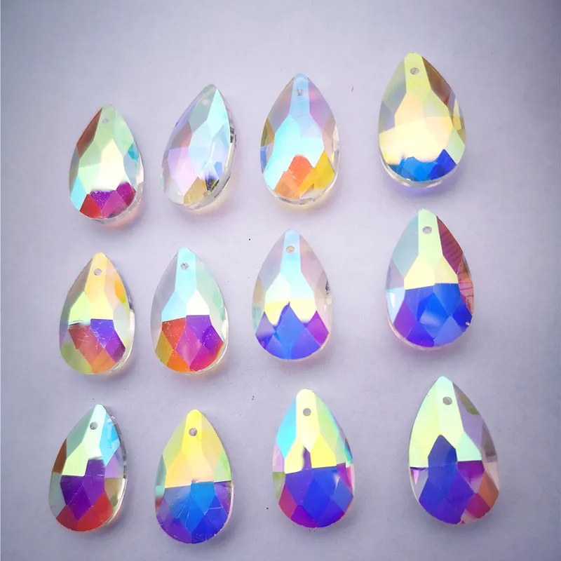 Clear AB K9 Crystal Chandelier Ornment 22MM Prism Light Blue K9 Crystal Lighting Accessory Sun Catcher Christmas Tree Decoration