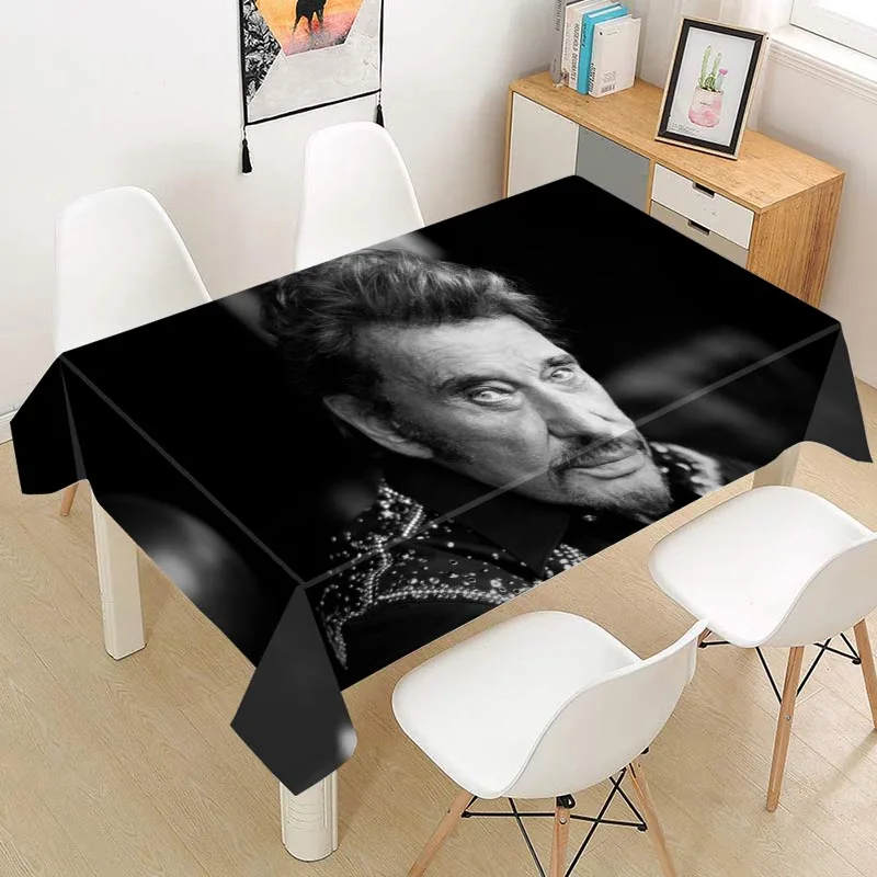Johnny Hallyday Tablecloth Oxford Fabric Rectangular Dust-proof Table Cover For Party Home Decor TV Covers 5