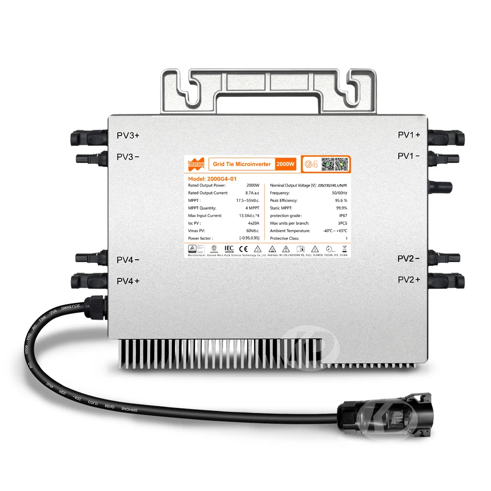 DEYE 2000W 230VAC(184-265V) 태양광 그리드 연결형 마이크로 인버터, 210-770W의 태양광 패널 4개 연결 가능, WiFi 지원