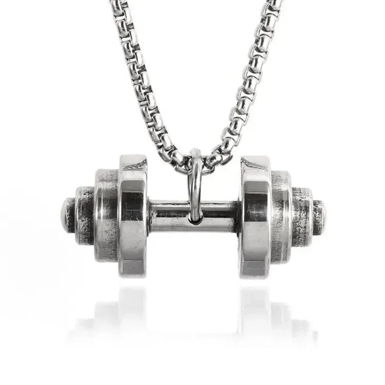 Collana Uomo PikaLF Con Ciondolo Manubrio E Bilanciere – Regalo Per Bodybuilder E Amanti Della Palabestra