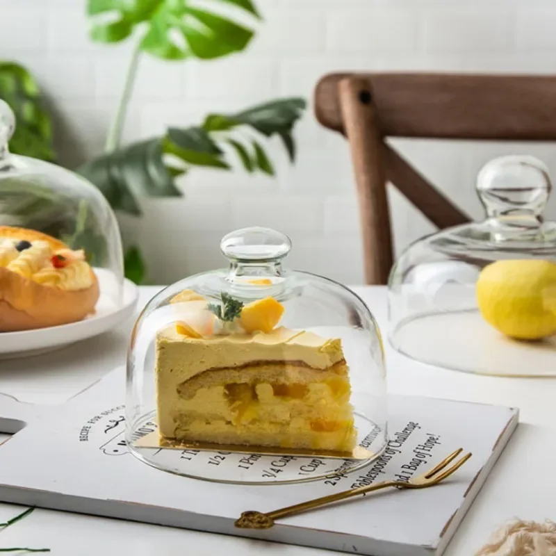 Dome Glass Cake Cover Transparent Food Tent Dessert Cake Cheese Dustproof Glass Tall Cover Table Decoration Home Kitchen Supply glass cake cover