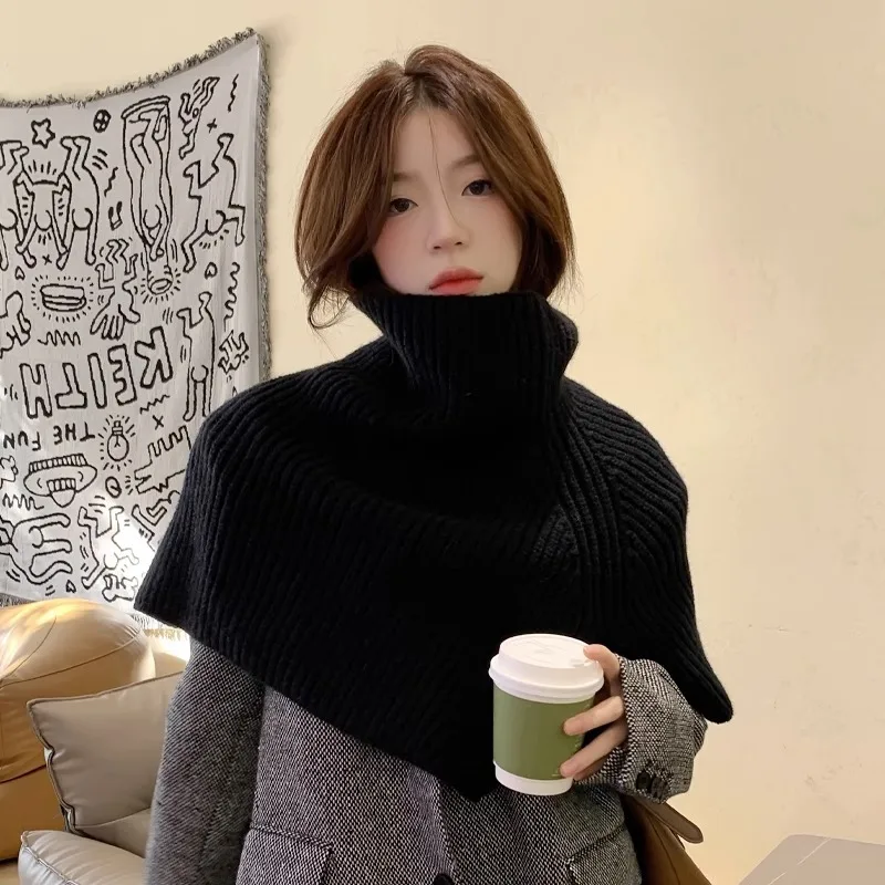 coarse wool knitted scarf women s winter versatile girl student solid color bib trend men s cashmere warm new wrap apparel shawl Fashion Scarf women's Autumn Winter New Fashion Outwear Head Scarf Solid Colour Neck Cover Wool Knitted Shawl Free Shipping Warm