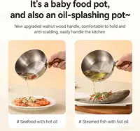 Pot en acier inoxydable avec manche en bois résistant à la chaleur, Compatible à Induction, Base antidérapante, Pot à lait à Distribution uniforme de la chaleur, 1 pièce 5