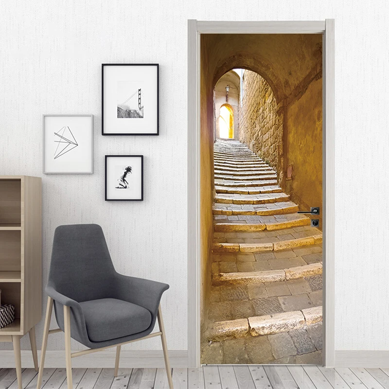 Door Wallpaper Stickers Customizable Door Stickers Removable Vinyl Star View Home Apartment Decoration Decorative Painting Mural Buddha Wallpaper