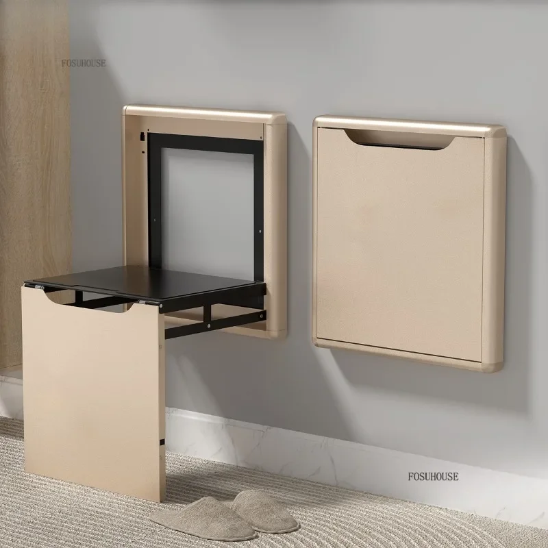 Folding Shoe Changing Stool Wall-mounted Entrance Bathroom Invisible Shoe Changing Stools Cloakroom Space-saving Ottomans