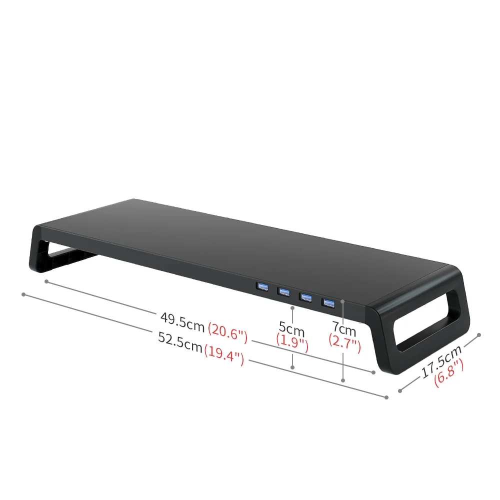 حامل شاشة كمبيوتر معدني مع 4 منافذ USB 3.0 وتخزين...