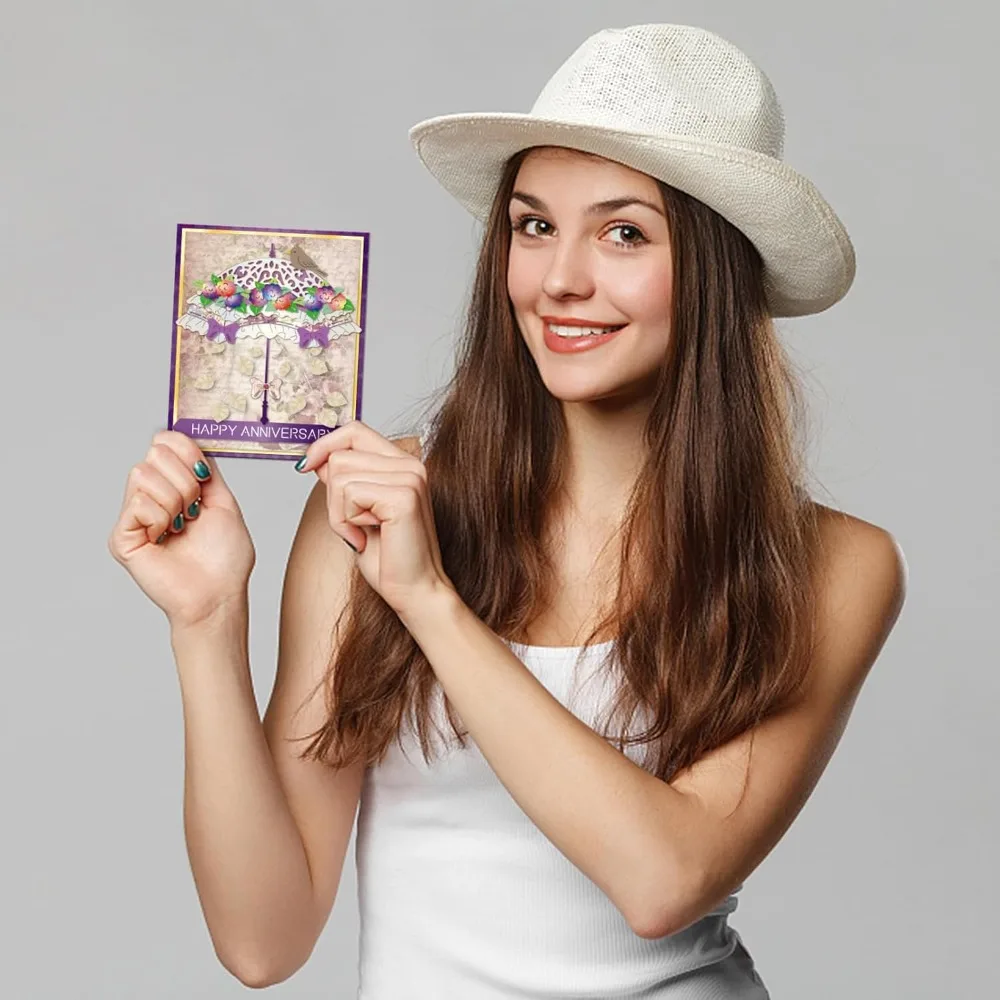 빅토리아풍 우산 커팅 다이, 카드 제작용 3D 레이스 우산 금속 다이 컷, 꽃 우산 다이 컷, DIY용 다이 컷