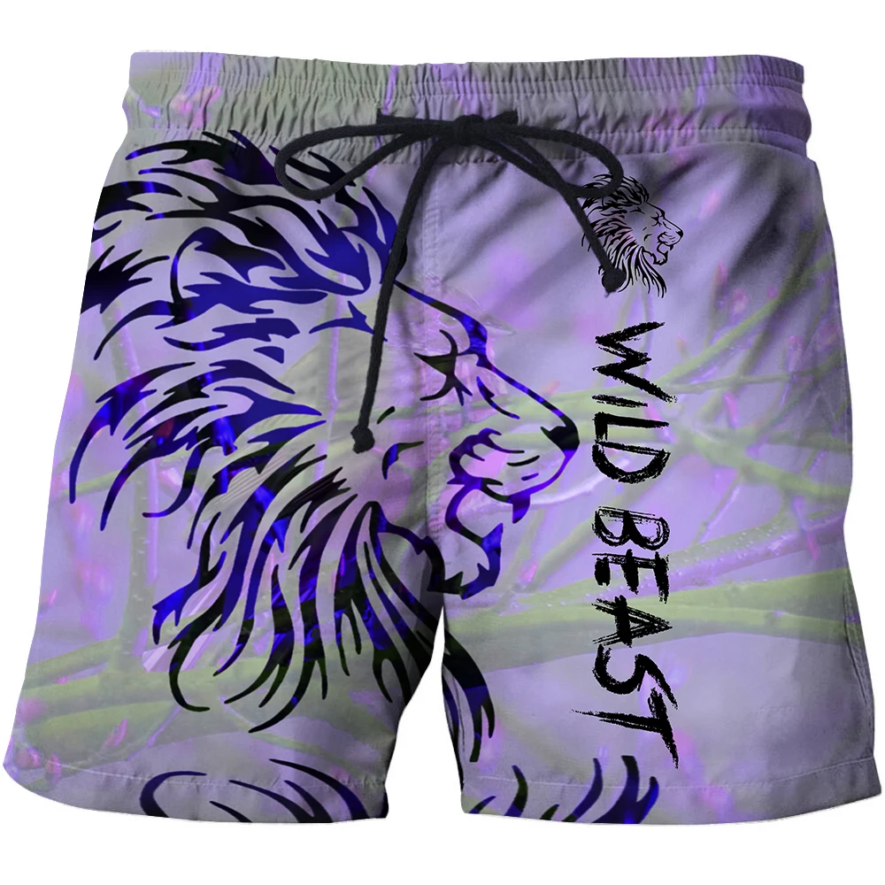 Beach Pants Casual Men's Beach Pants 3D Printed Beach Pants Wolf Head