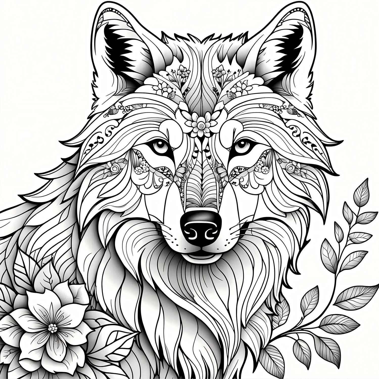 Wolf Pack Colouring Book for Adults - 20 Pages of Detailed Prairie Wolves, Therapeutic Art Therapy Coloring Book 6