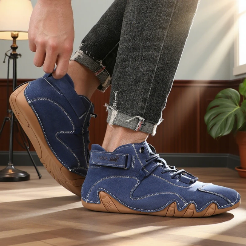 New 2025 Men's Retro Design Ankle Boots Men Outdoor Casual Leather Shoes Breathable Comfortable Summer Hot Selling Flat Sneakers