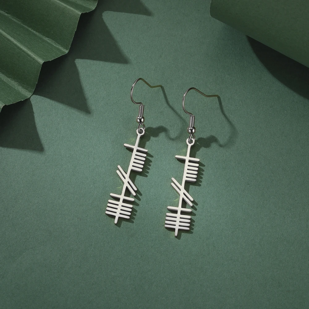 Dawapara antike irische Ogham-Ohrringe für Frauen, nordischer Baum, Alphabet, Anhänger, Stärke, Weisheitssymbol, Edelstahl-Schmuck – Detail 21