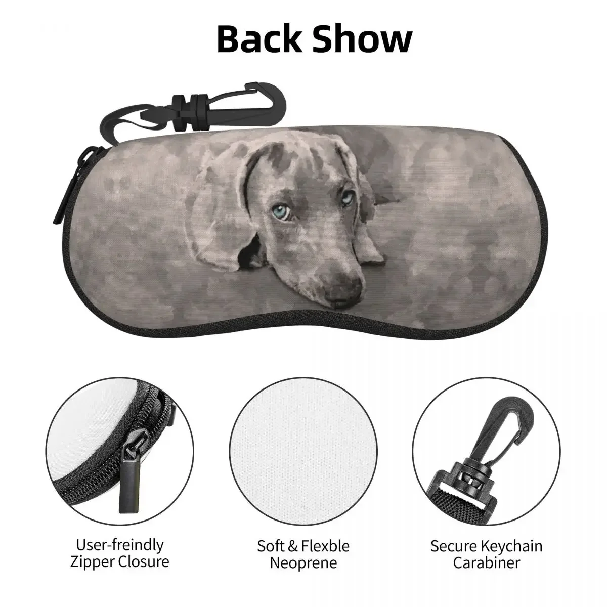 Weimaraner Dog Mixed Media Shell Glasses Case Protector Sunglasses Box Women Men Soft Eyeglasses Bag Pouch