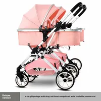 Poussette double pour nouveau-nés, landau pliable à double siège, inclinable réglable, toutes saisons, design léger 3