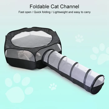 2-In -1 Cat Tunnel Rabbit Cage Two-Piece Cat Nest Toy Foldable Multifunctional Cats Roll Cage Pet Supplies 3