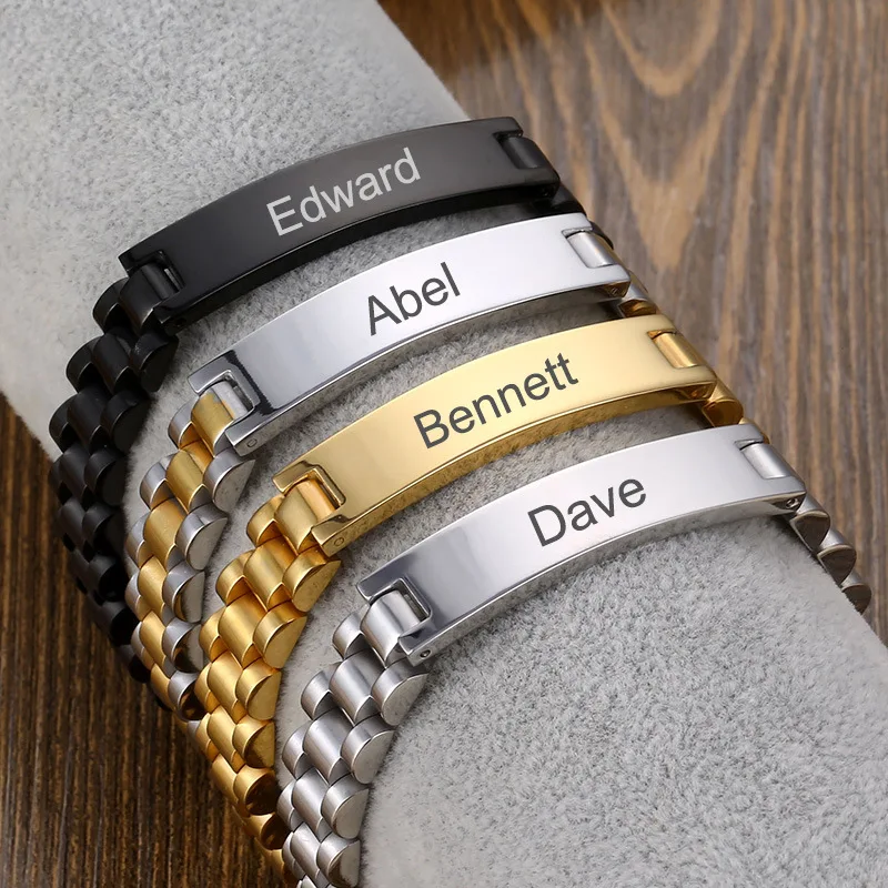 

party favors Free Engraving Personalized Titanium Steel Bracelet wedding gift boyfriend brithday party souvenirs for man guests