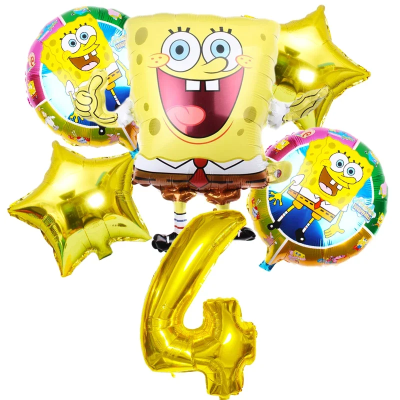 thumbnail image 1 of Juego de 6 globos de Bob Esponja y Patricio, globos de helio para fiesta de cumpleaños, suministros para fiesta de baby shower para niño y niña, 1 of 5