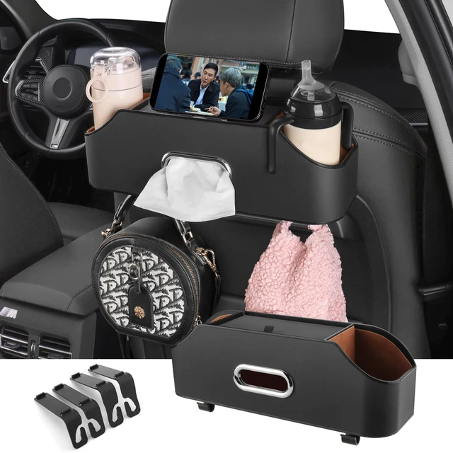 Boîte à mouchoirs en cuir pour voiture, porte-gobelet, sac de rangement  pour siège arrière, boîte à cosmétiques multifonctionnelle, accessoires de  voiture - AliExpress
