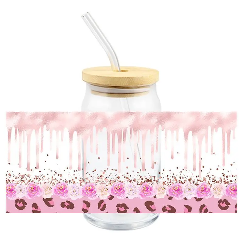 3D Leopard UV DTF Transfer Sticker Design Waterproof 16OZ Cups Wraps Sticker Rub On Transfers for Crafts Furniture