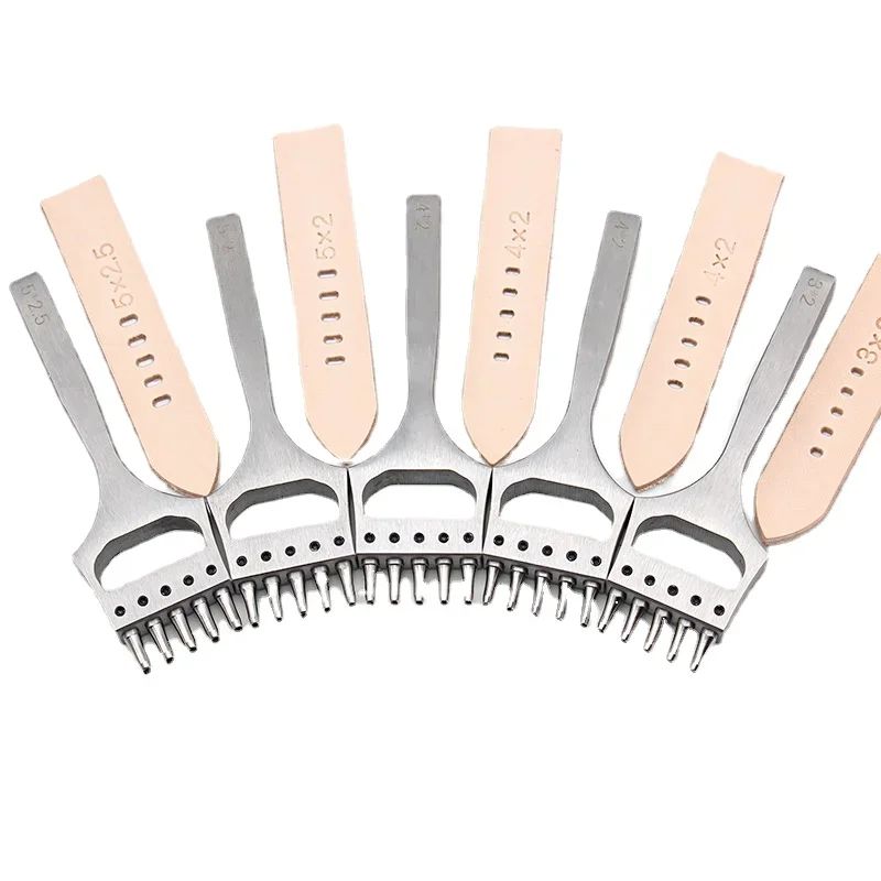 

1pc Leather Hollow Hole Punch Oval Hollow Hole Punch Cutter for Leather Working Craft Belt Hole Puncher(7mm Pitch 5 Hole)