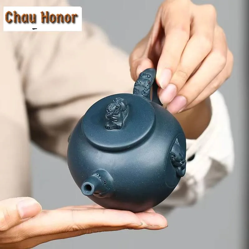 290ml Creativity Yixing Purple Clay Teapot Raw Ore Azure Mud Home Tea Pot Zisha Filter Beauty Kettle Chinese Tea Set Accessories