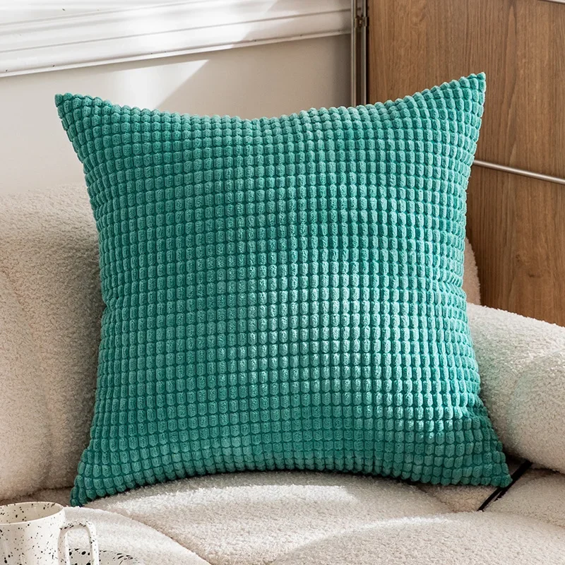 Solo funda de almohada de pana de color liso con forma de grano de maíz, para sofá, sala de estar, oficina